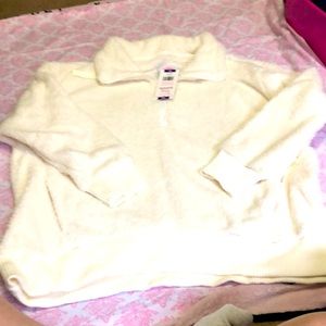 Cream color Cozy Sherpa quarter zip front pocket Sz XXL New